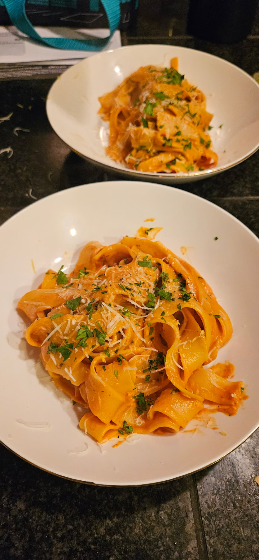 Fresh pappardelle with parmesan and herbs